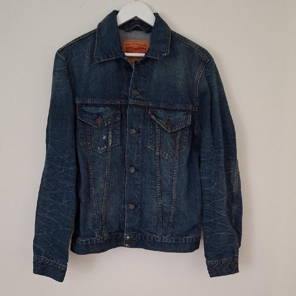 Levi's Men's Medium Classic Indigo Denim Jacket Distressed